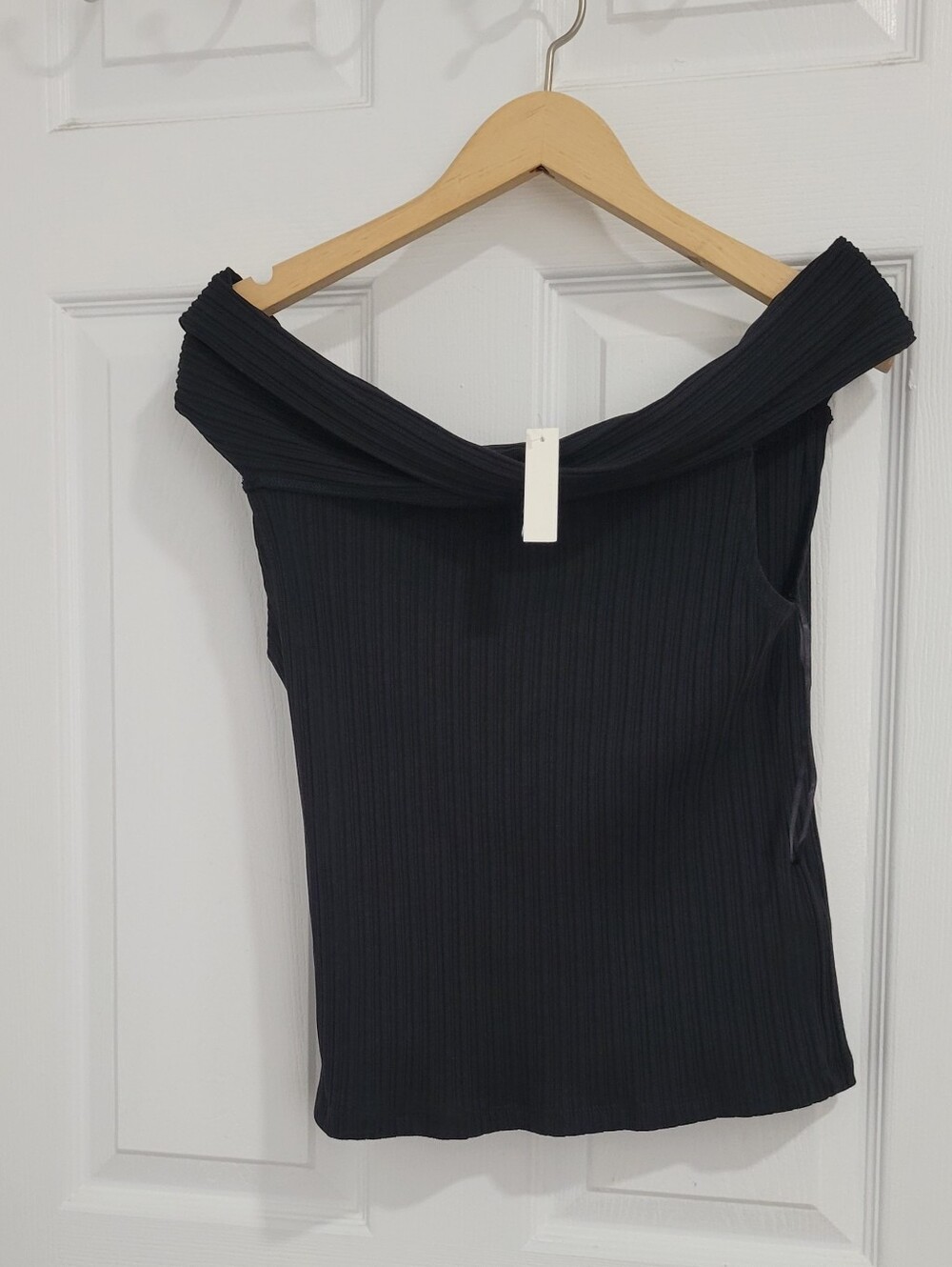 Madewell Off-Shoulder Ribbed Black Women’s Top